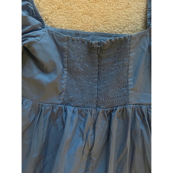 Reformation Women's Michaela Dress Blue‎ Square Neck Puff Sleeve Mini- Size 4 - Picture 7 of 8